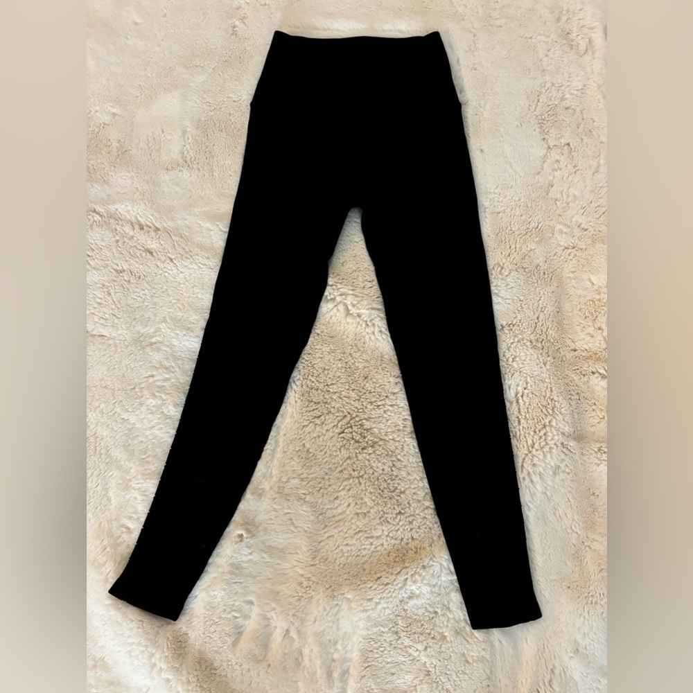 Spiritual Gangster Self Love Ribbed Laser Cut Leggings in Black, XS/S